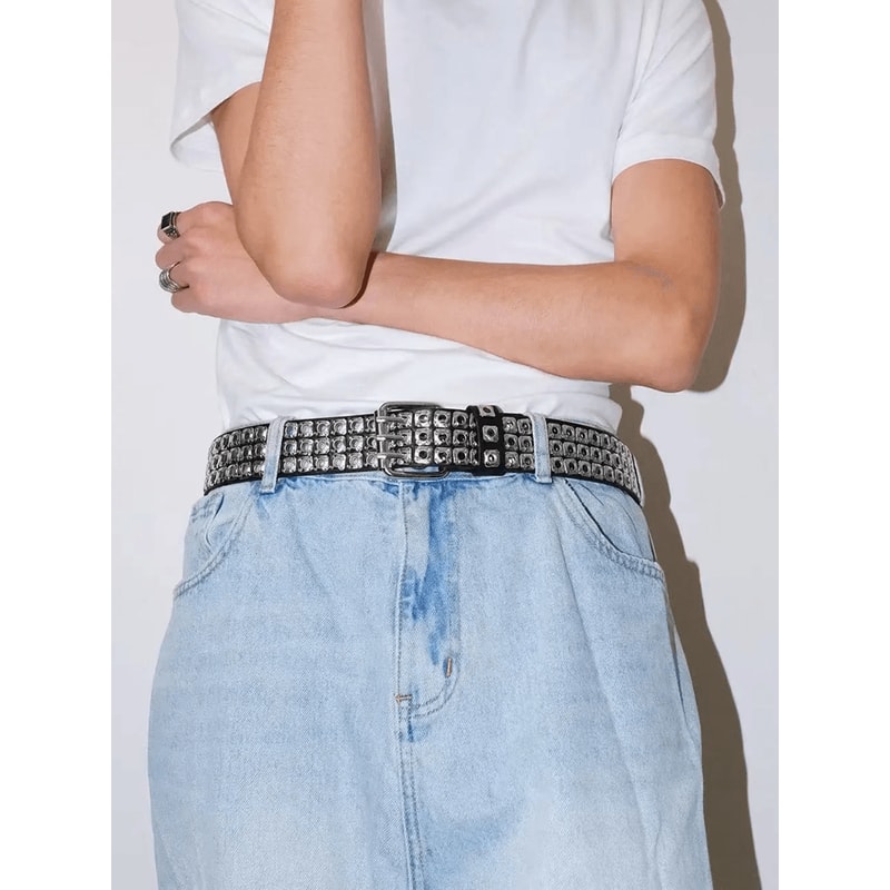 Unisex Punk Studded Street Belt Square Bead Design 2