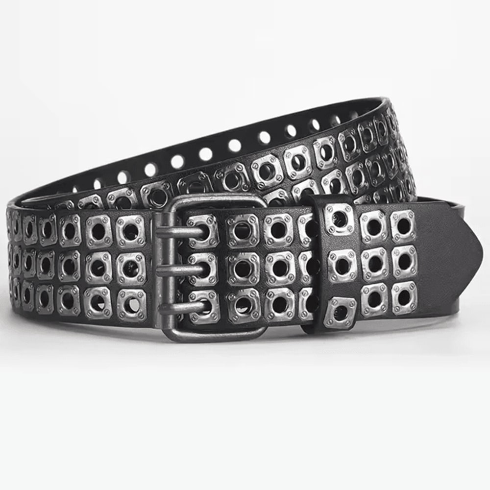 Unisex Punk Studded Street Belt Square Bead Design 3