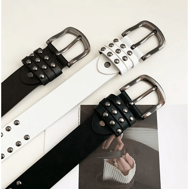 Womens Black Rivet Jeans Belt Fashion Personality Style 0