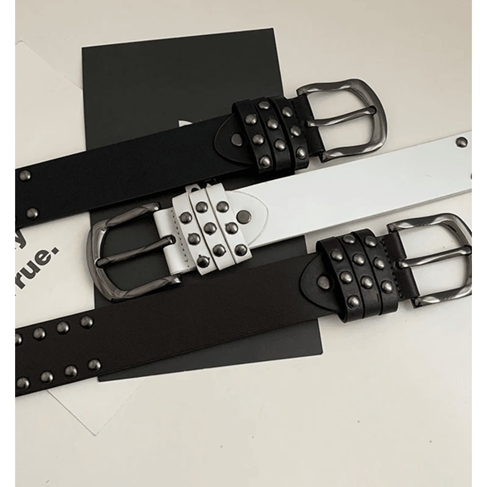 Womens Black Rivet Jeans Belt Fashion Personality Style 1
