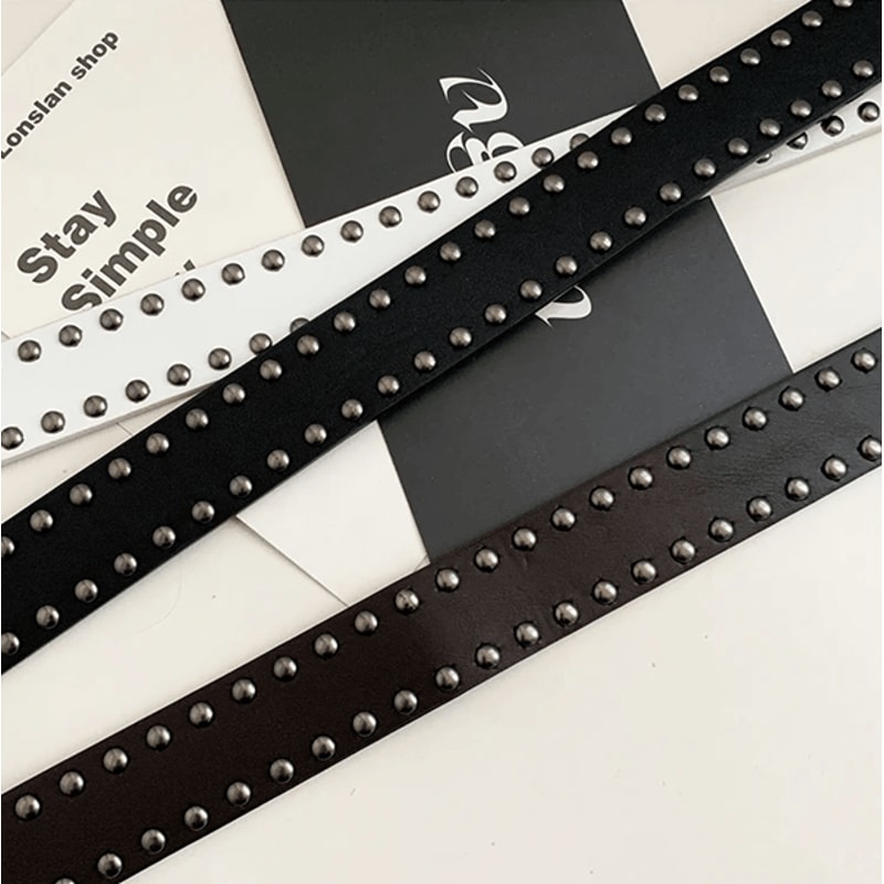 Womens Black Rivet Jeans Belt Fashion Personality Style 2