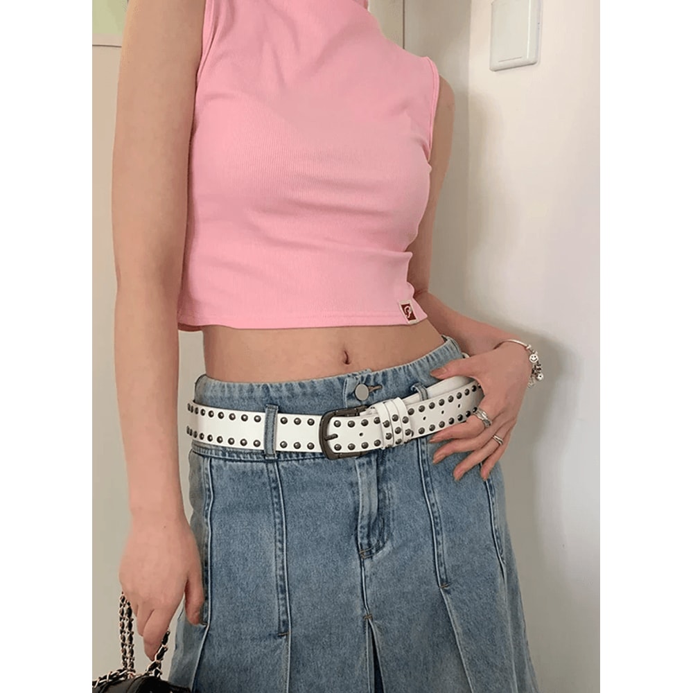 Womens Black Rivet Jeans Belt Fashion Personality Style 4