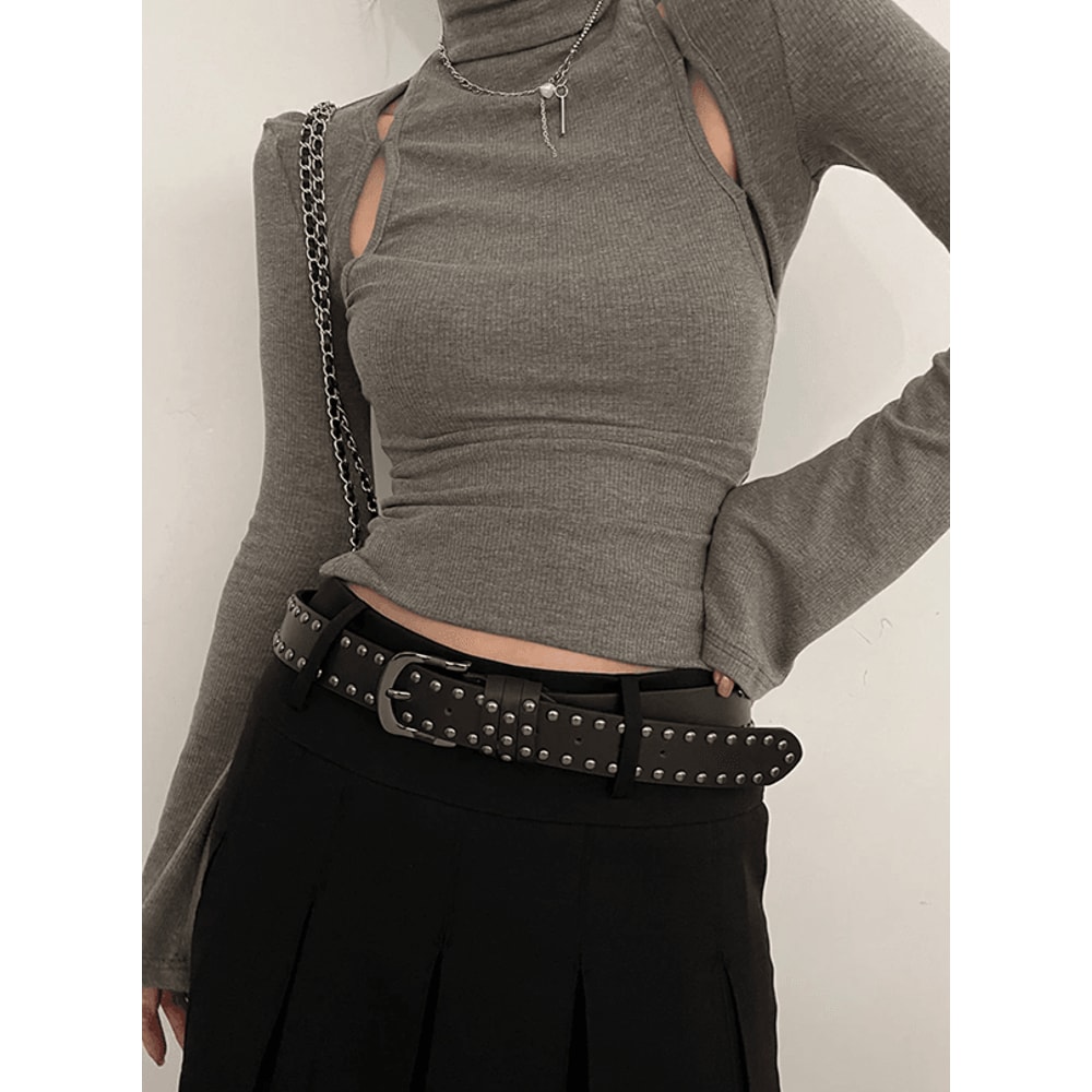Womens Black Rivet Jeans Belt Fashion Personality Style 5