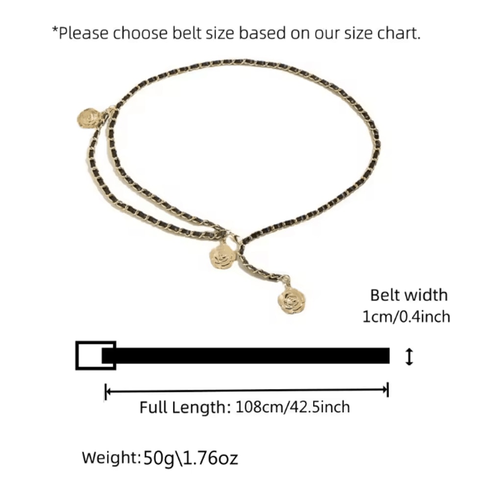 Elegant Metal Waist Chain Belt With Flower Pendant For Women 1