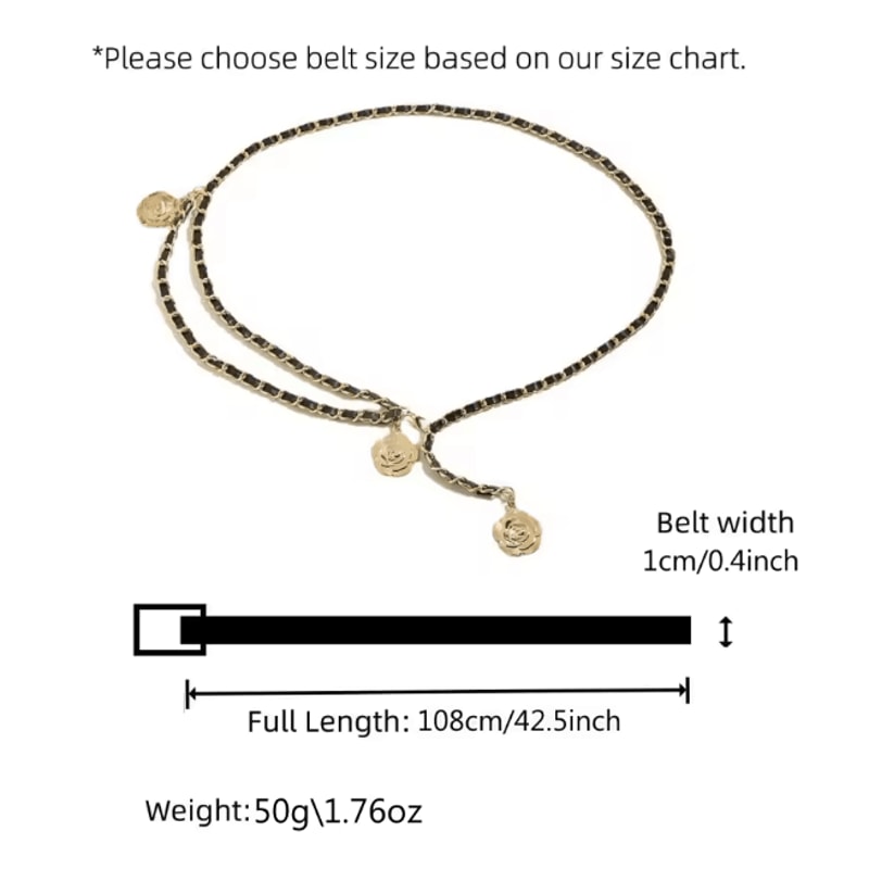 Elegant Metal Waist Chain Belt With Flower Pendant For Women 1