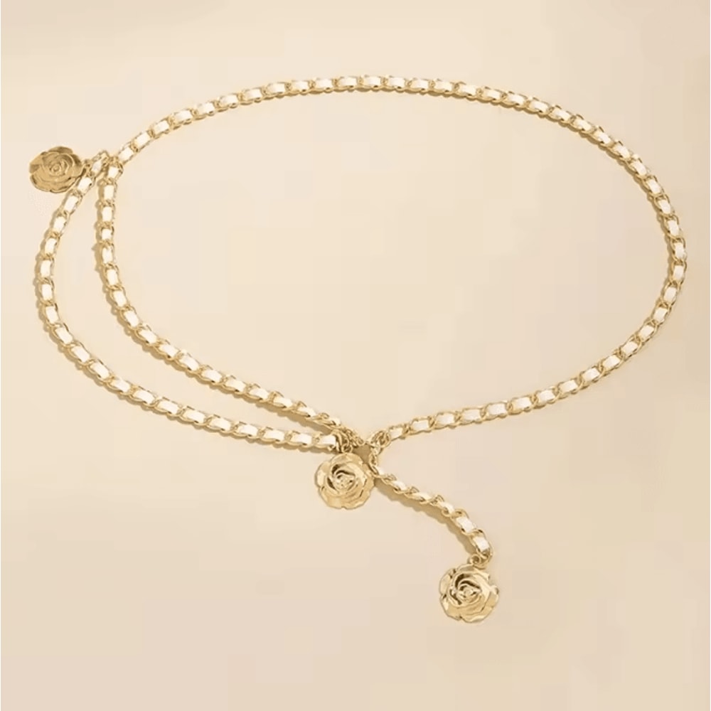 Elegant Metal Waist Chain Belt With Flower Pendant For Women 5