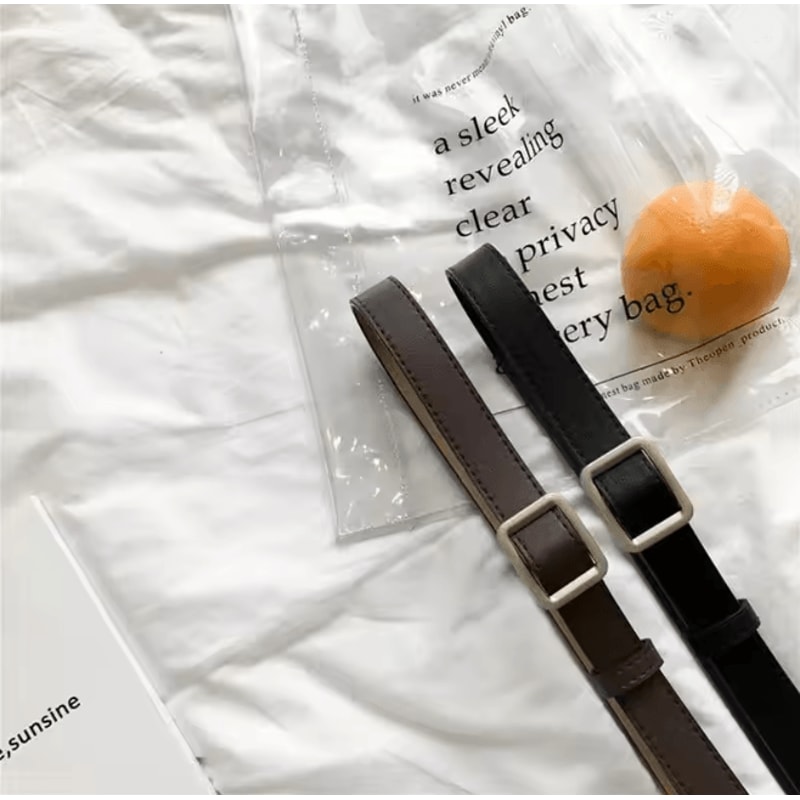 Womens PU Leather Square Buckle Belt Vintage Chic Waist Belt 2