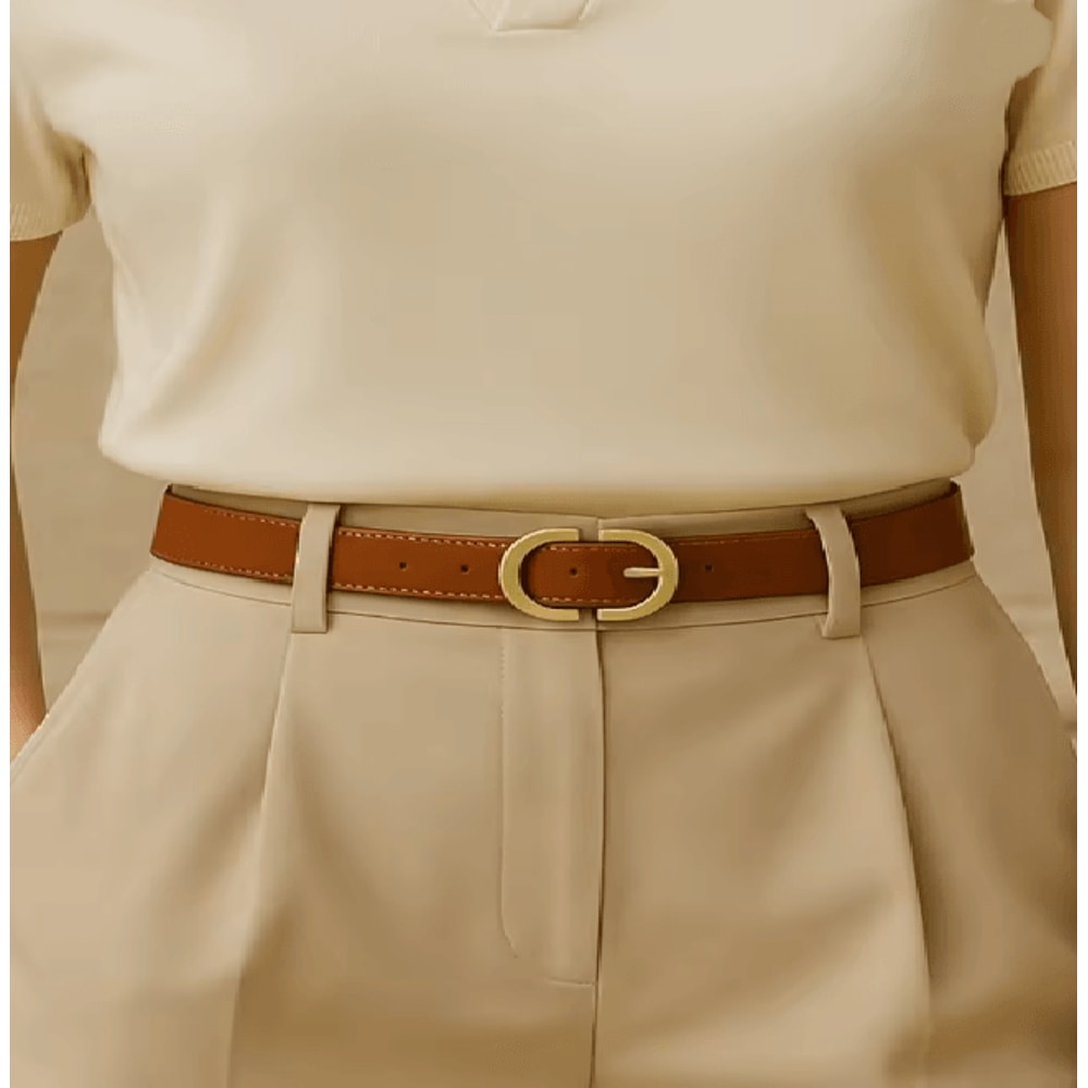 Womens PU Leather Fashion Belt With Alloy Needle Buckle Casual Waistband 4