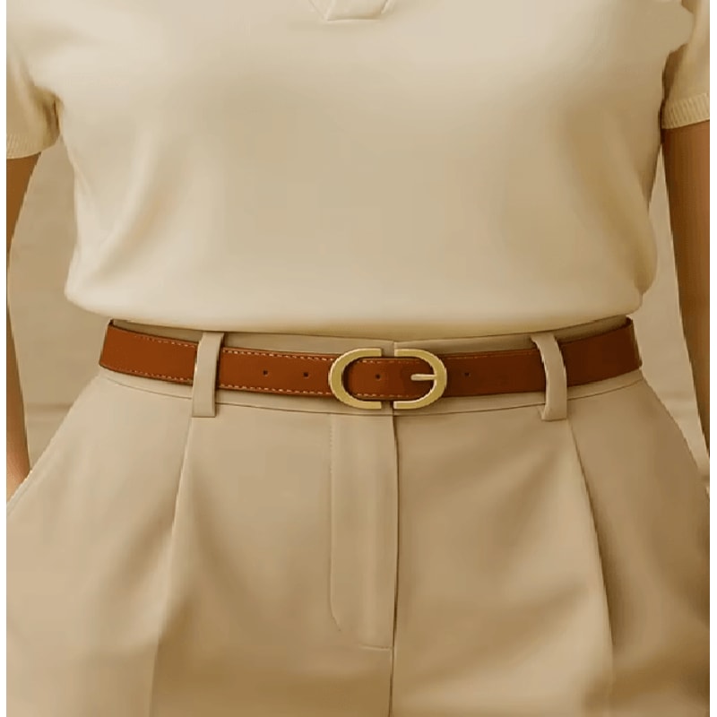 Womens PU Leather Fashion Belt With Alloy Needle Buckle Casual Waistband 4