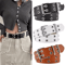 Star Rivet Goth Punk PU Leather Belt Double Pin Buckle Y2K Waistband 0
