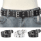 Star Rivet Goth Punk PU Leather Belt Double Pin Buckle Y2K Waistband 1