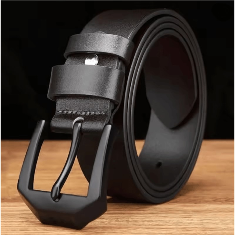 Classic Mens Leather Belt With Copper Needle Buckle Business Casual Style 3