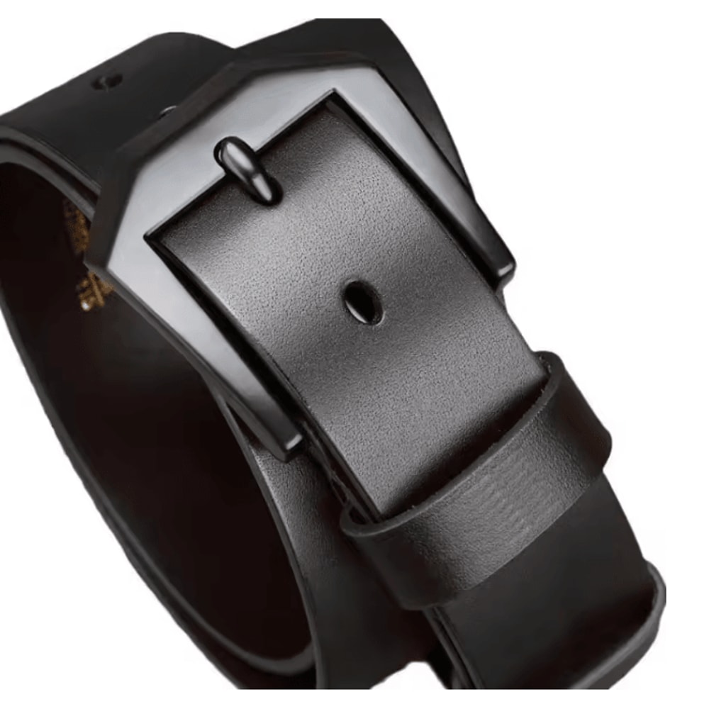 Classic Mens Leather Belt With Copper Needle Buckle Business Casual Style 4