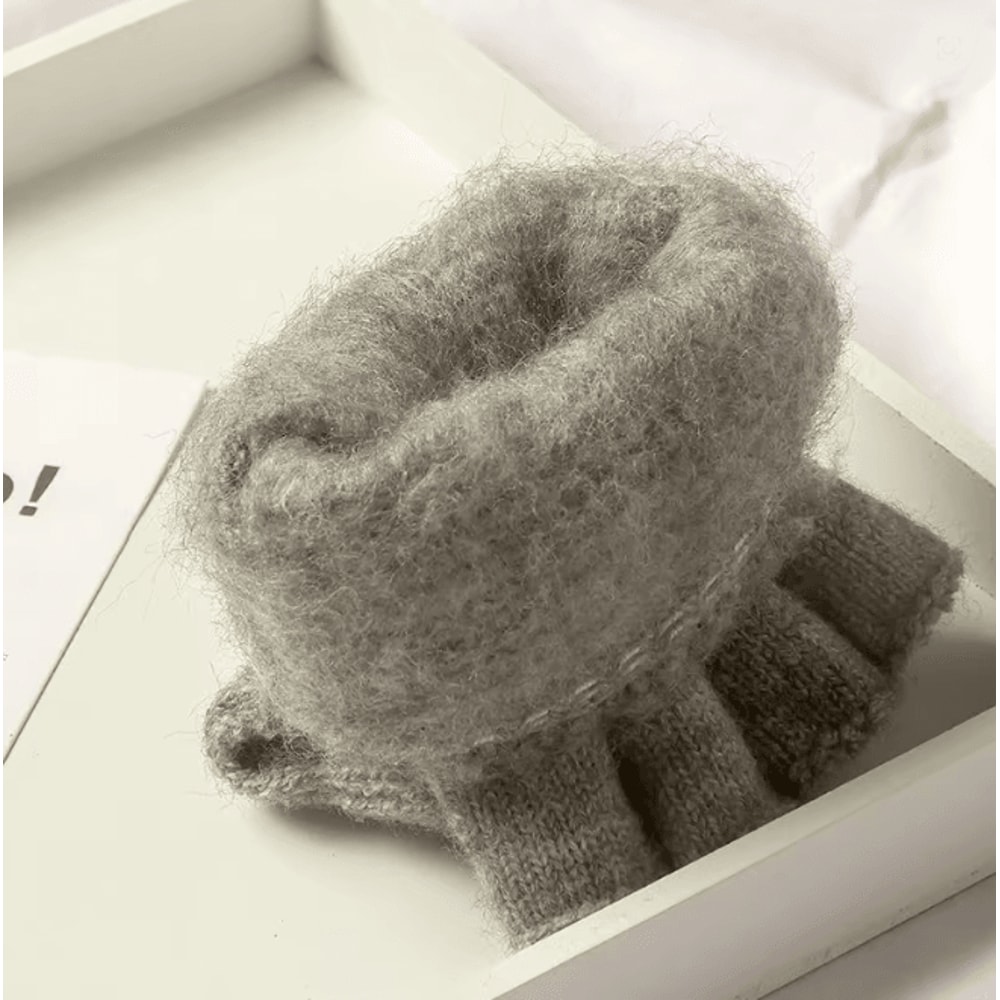Winter Knitted Fingerless Gloves Touch Screen Warm Half Finger Design 2