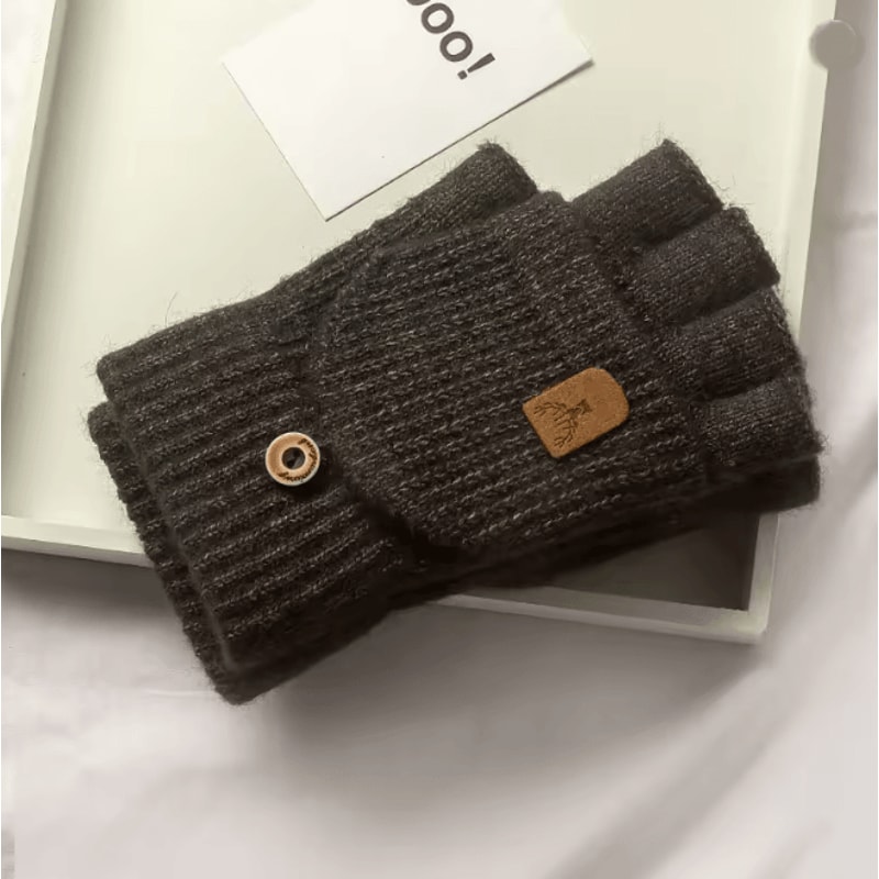 Winter Knitted Fingerless Gloves Touch Screen Warm Half Finger Design 4