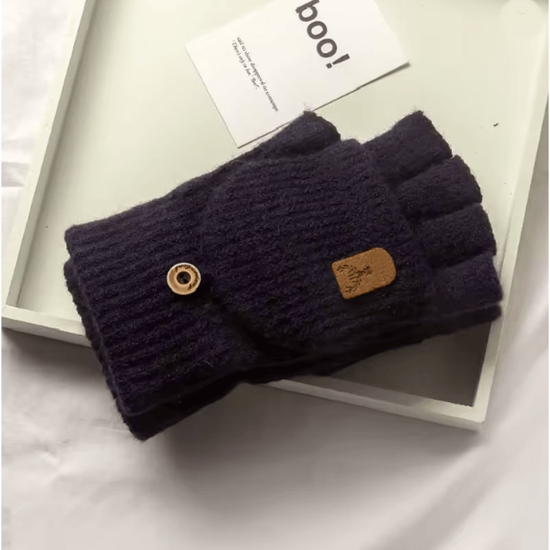 Winter Knitted Fingerless Gloves Touch Screen Warm Half Finger Design 5