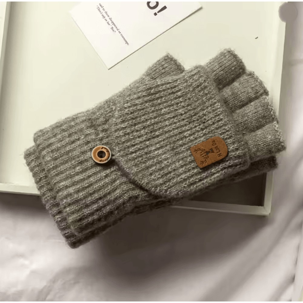 Winter Knitted Fingerless Gloves Touch Screen Warm Half Finger Design 7