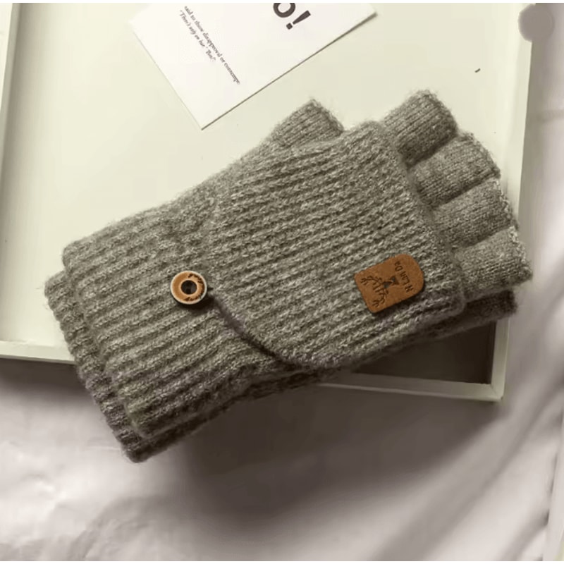 Winter Knitted Fingerless Gloves Touch Screen Warm Half Finger Design 7
