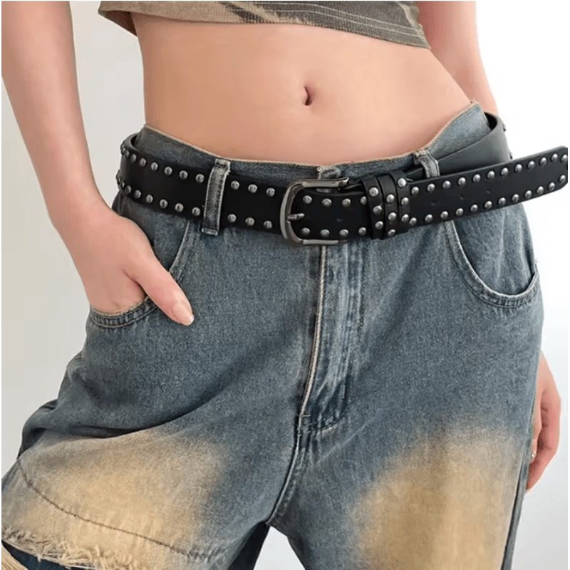 Black Rivet Womens Belt Fashion Jeans Waist Belt With Statement Design 4