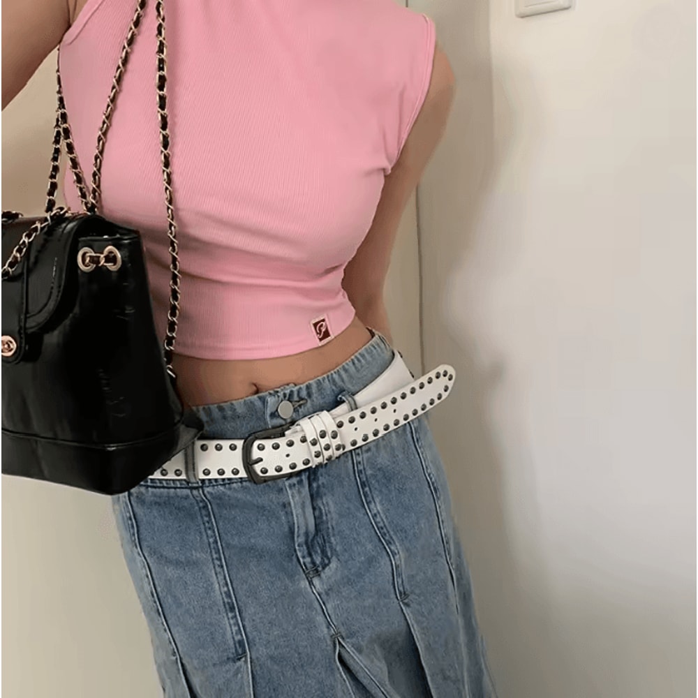 Black Rivet Womens Belt Fashion Jeans Waist Belt With Statement Design 5