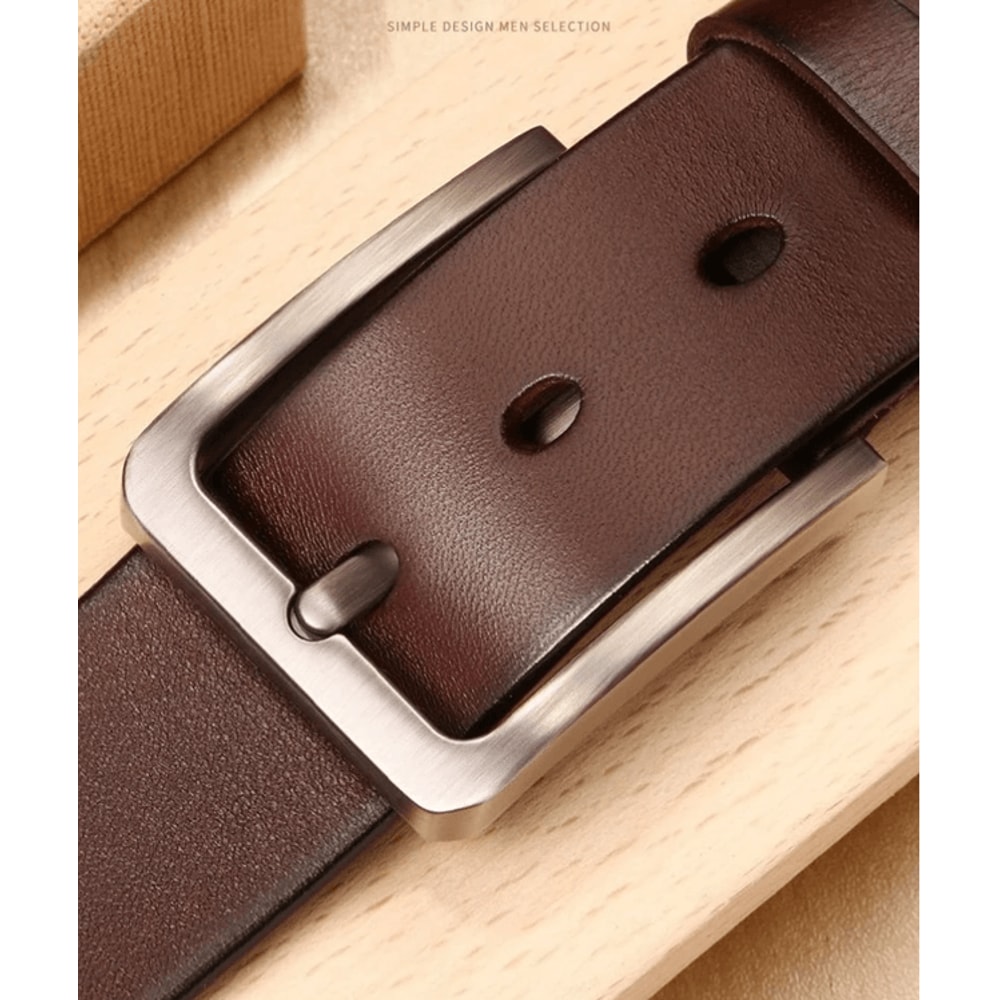 Mens Vintage Leather Belt Casual Black Pin Buckle Wide Belt 0