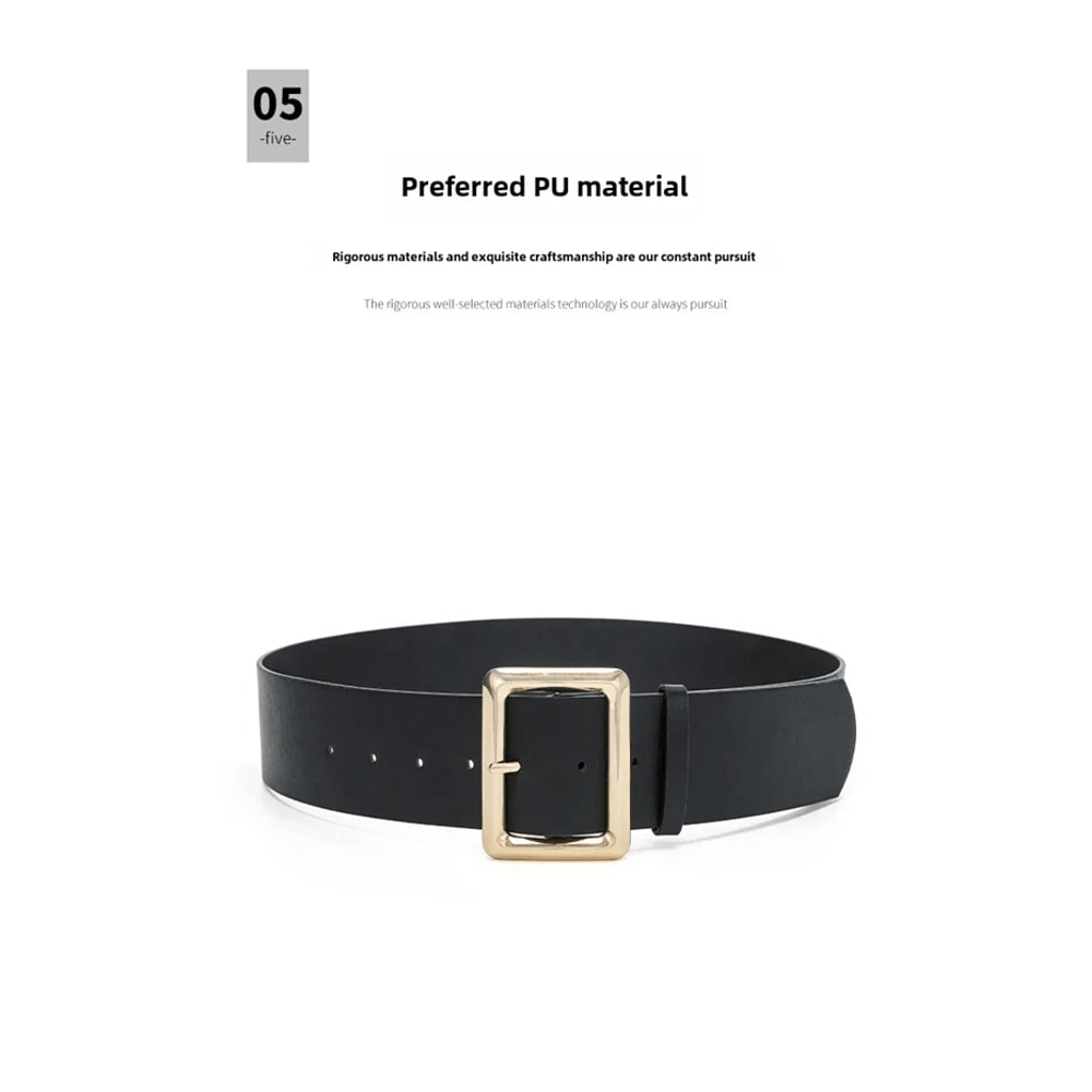 Vintage Womens Wide PU Leather Belt With Large Buckle Dress Belt 0