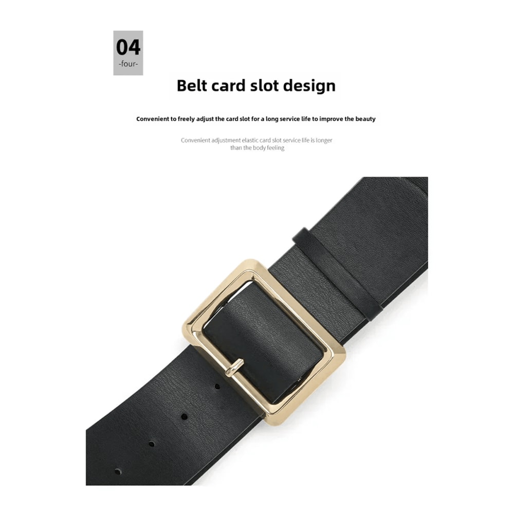 Vintage Womens Wide PU Leather Belt With Large Buckle Dress Belt 2