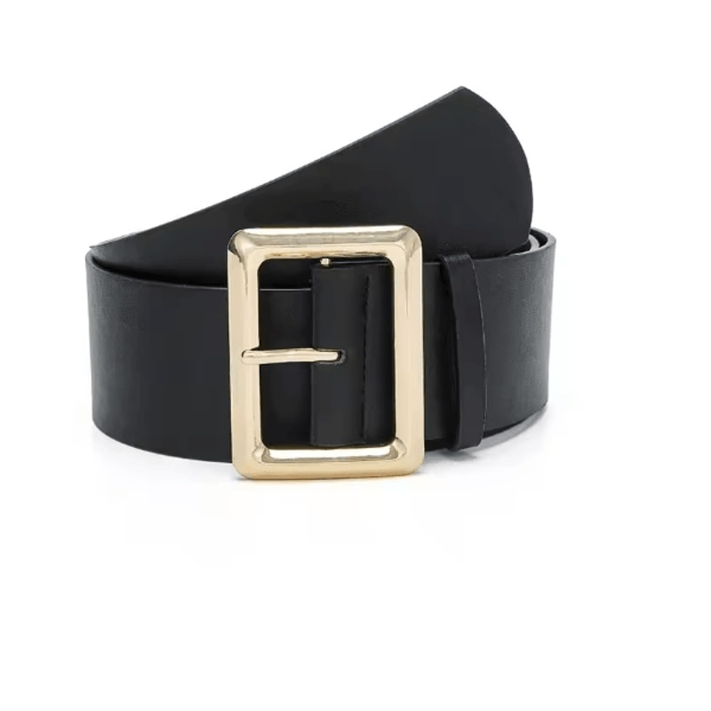 Vintage Womens Wide PU Leather Belt With Large Buckle Dress Belt 4