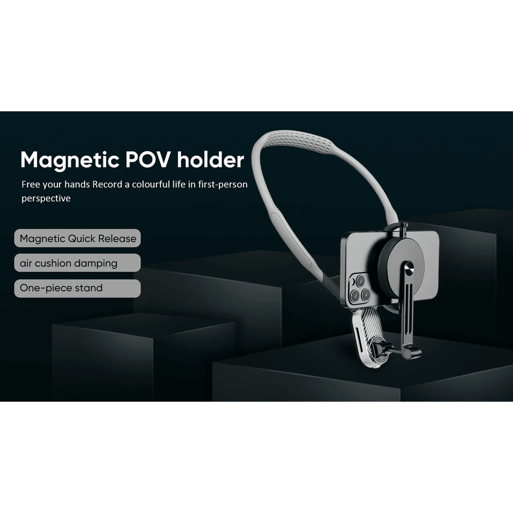 Magnetic Neck Mount Phone Holder Silicone Hands Free Video Stand 0