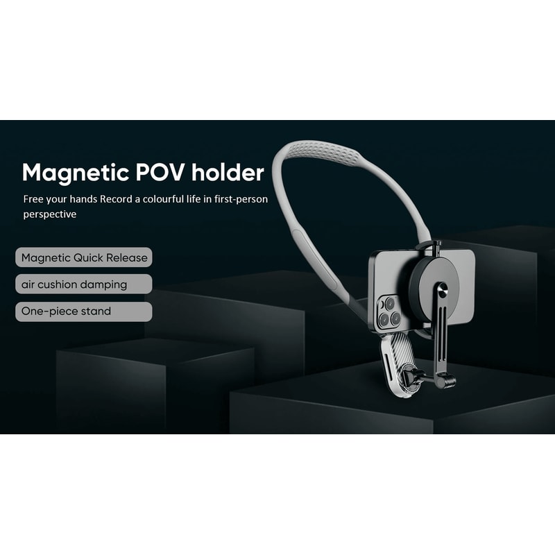 Magnetic Neck Mount Phone Holder Silicone Hands Free Video Stand 0