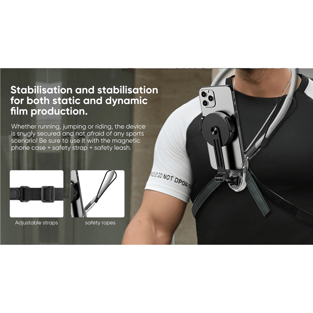 Magnetic Neck Mount Phone Holder Silicone Hands Free Video Stand 3