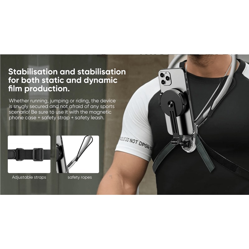 Magnetic Neck Mount Phone Holder Silicone Hands Free Video Stand 3