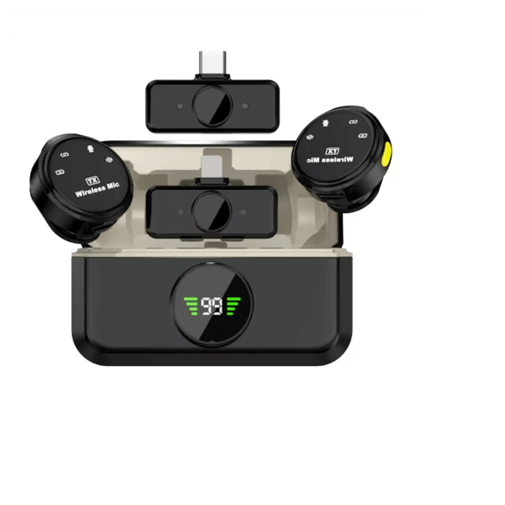 Wireless Lavalier Microphone Magnetic Noise Reduction Charging Case Mic 5