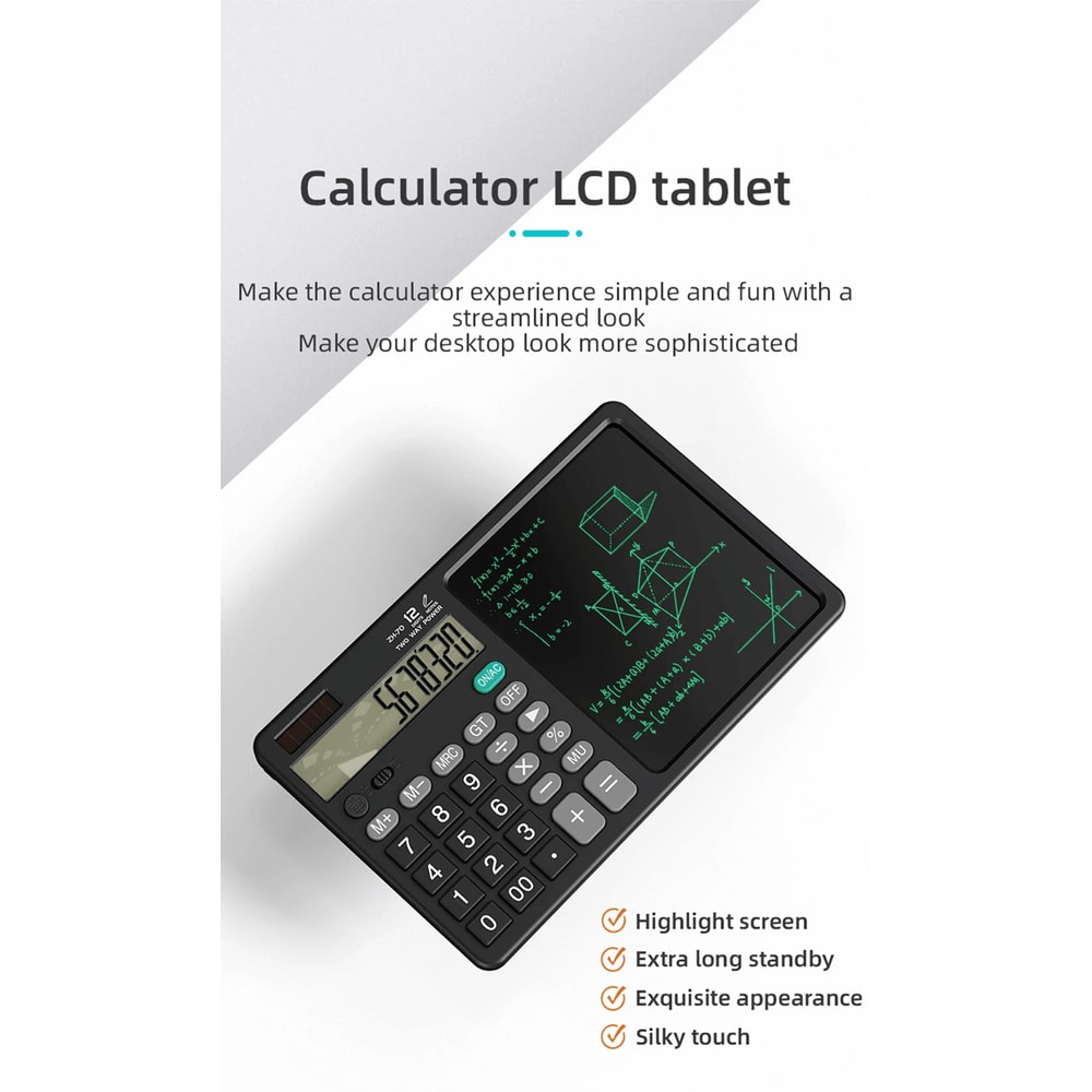 Calculator Writing Tablet With Stylus Folding 12 Digit Desktop Calculator 0