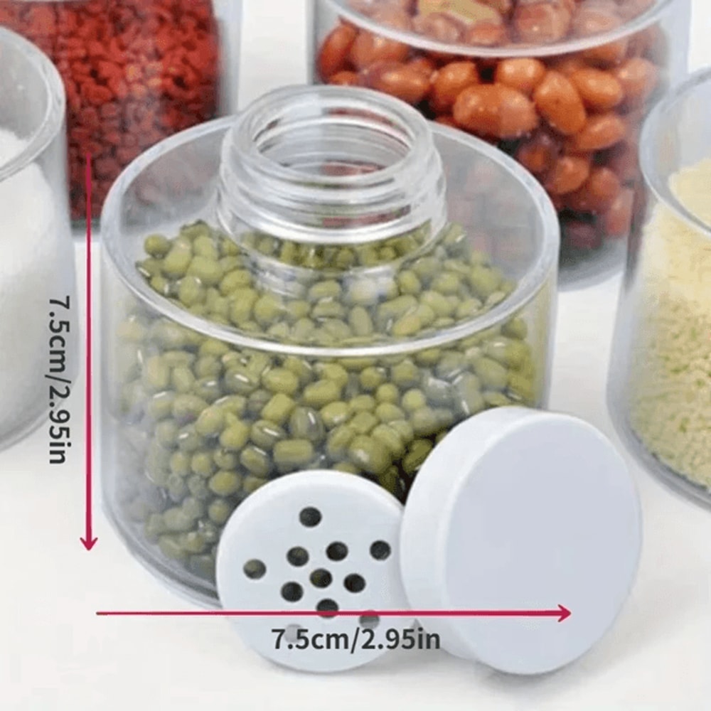 6 Piece Spice Jar Set With Transparent Shakers And Compact Spice Rack 0