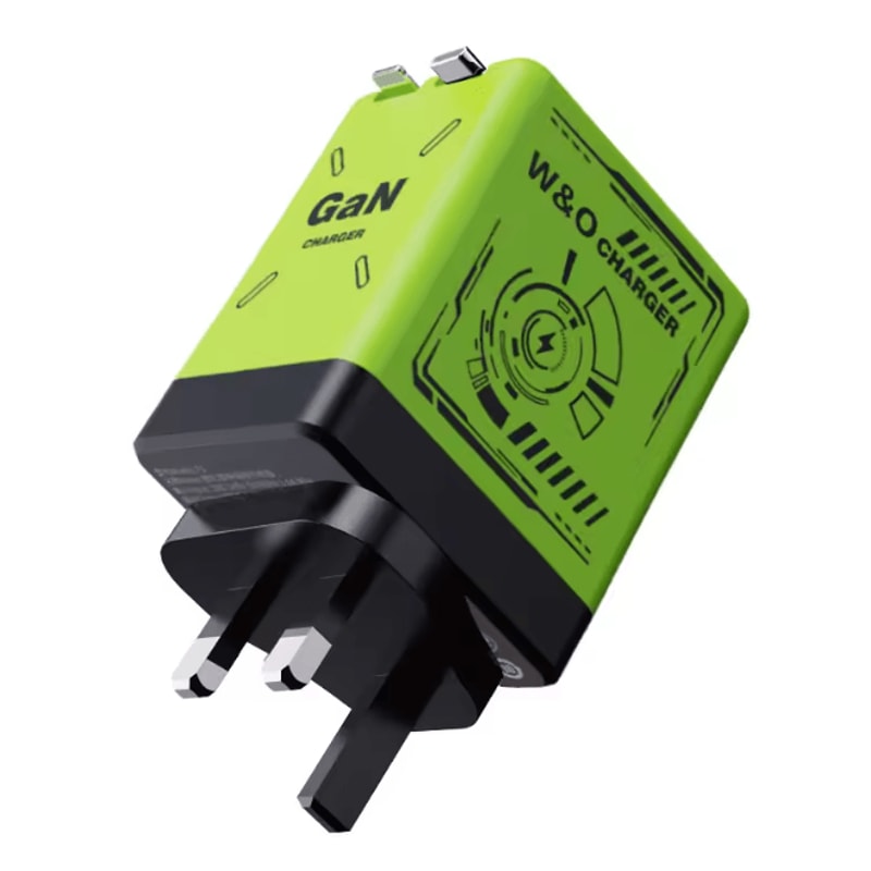 Gan 120W Fast Charger With Retractable Usb C And Lightning Cable 11