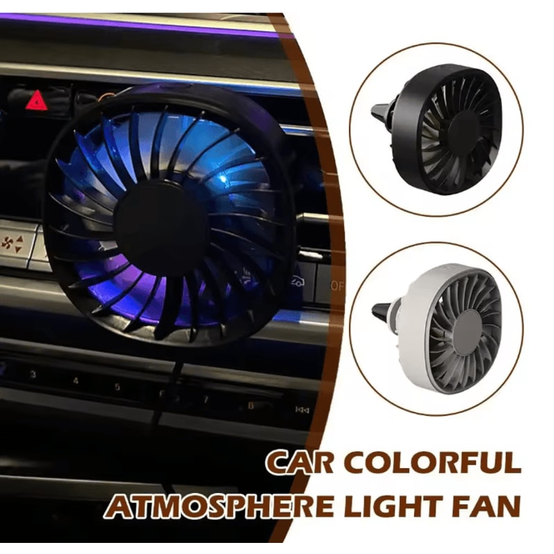 Portable Car Clip Fan With LED Ambiance Lights USB Rechargeable Mini Fan 0