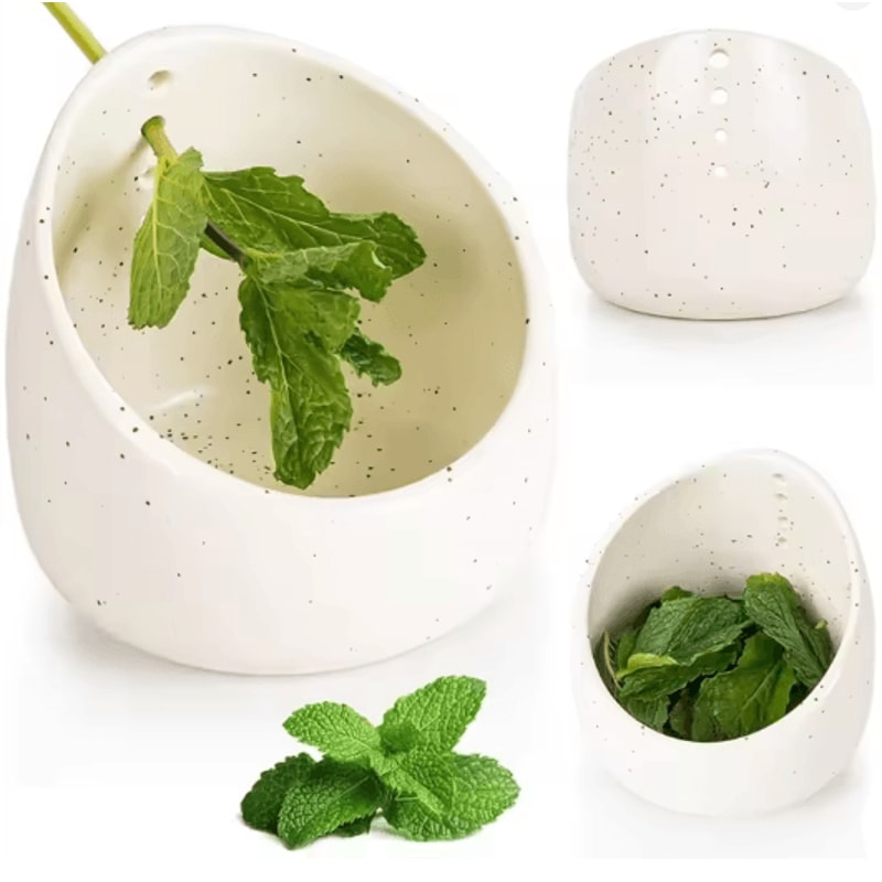 Pottery Herb Stripper Bowl Vegetable Leaf Remover For Easy Kitchen Prep 2