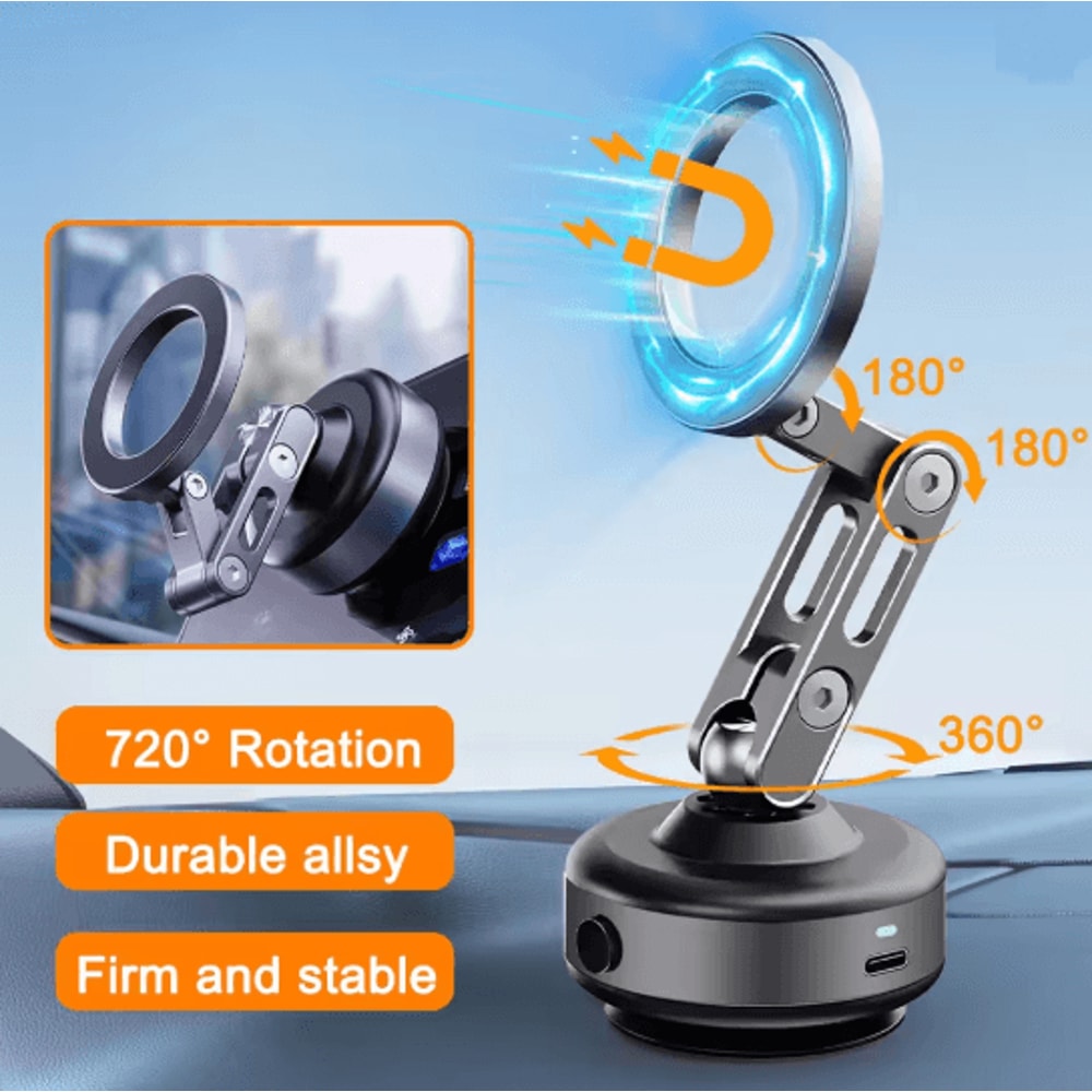 Magnetic Phone Holder Vacuum Suction Rotating Stand For Car And Home Use 0