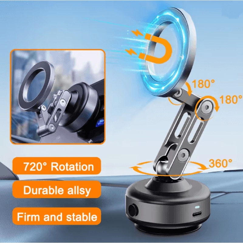 Magnetic Phone Holder Vacuum Suction Rotating Stand For Car And Home Use 0