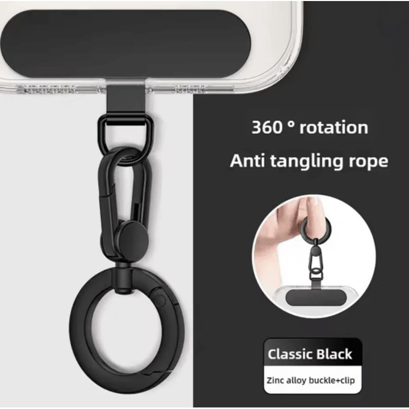 Metal Phone Lanyard Patch Rotatable Buckle Secure Hanging Clip 2