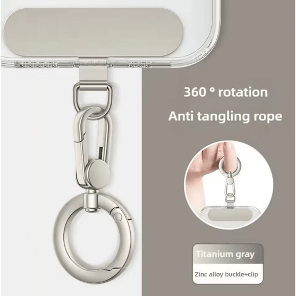 Metal Phone Lanyard Patch Rotatable Buckle Secure Hanging Clip 3