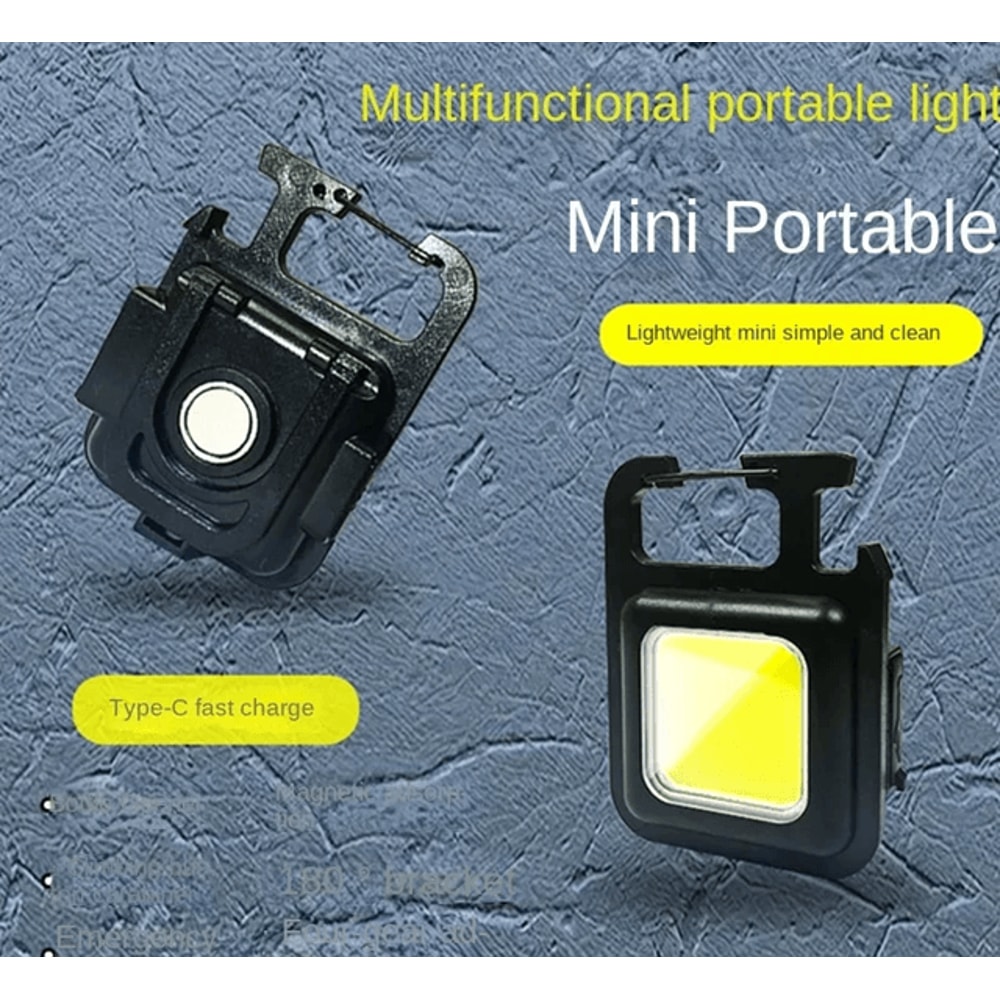 Mini LED Flashlight Keychain USB Rechargeable COB Work Light 1