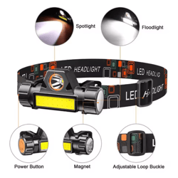 rechargeable cob led headlamp magnetic waterproof outdoor head torch