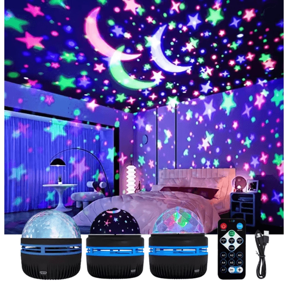LED Starry Night Projector Lamp With Rotating Moon Light And Remote Control 0