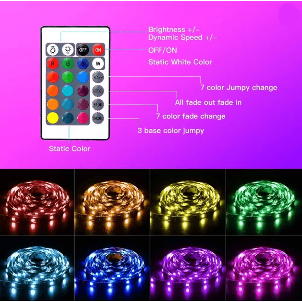 RGB LED Strip Light USB Bluetooth Color Changing Flexible Light Tape 1