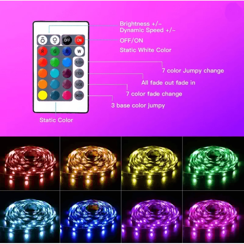 RGB LED Strip Light USB Bluetooth Color Changing Flexible Light Tape 1