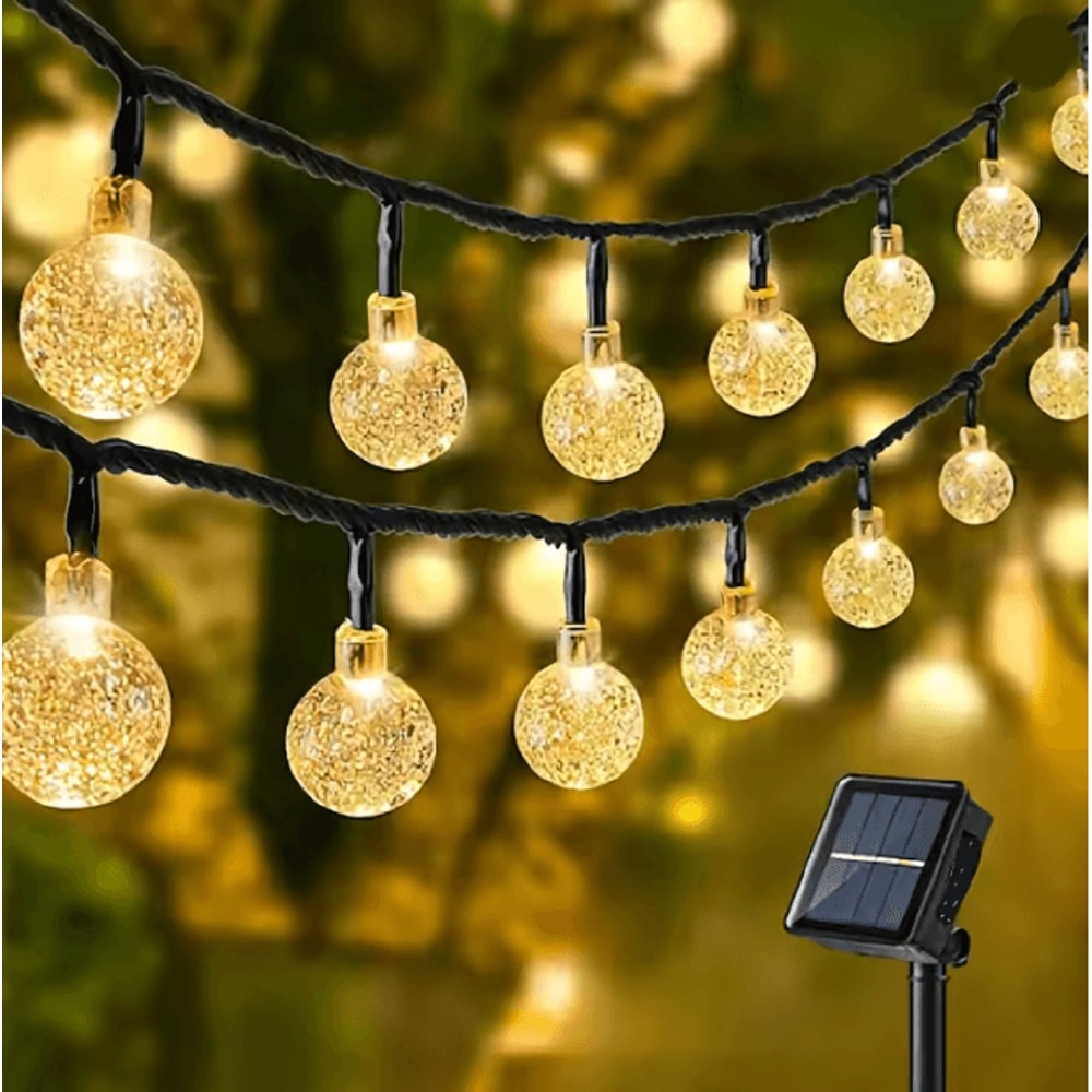 Solar Crystal Ball String Lights Waterproof Outdoor Decorative LED Lights 0