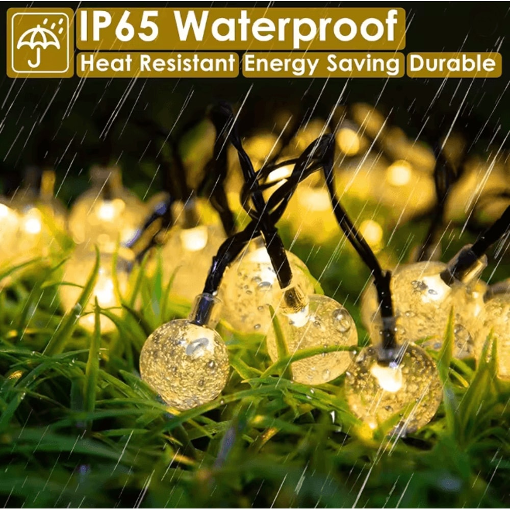 Solar Crystal Ball String Lights Waterproof Outdoor Decorative LED Lights 1