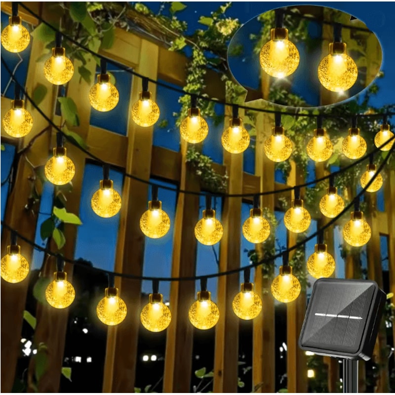 Solar Crystal Ball String Lights Waterproof Outdoor Decorative LED Lights 4